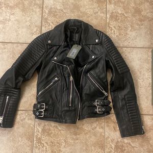 All Saints Black Estella Biker leather jacket